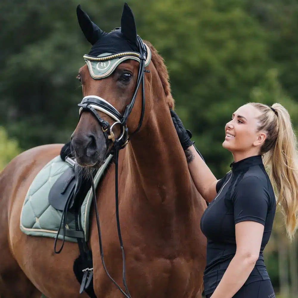 Used Back on Track Nights Collection Saddle Pad & Ear Bonnet Set