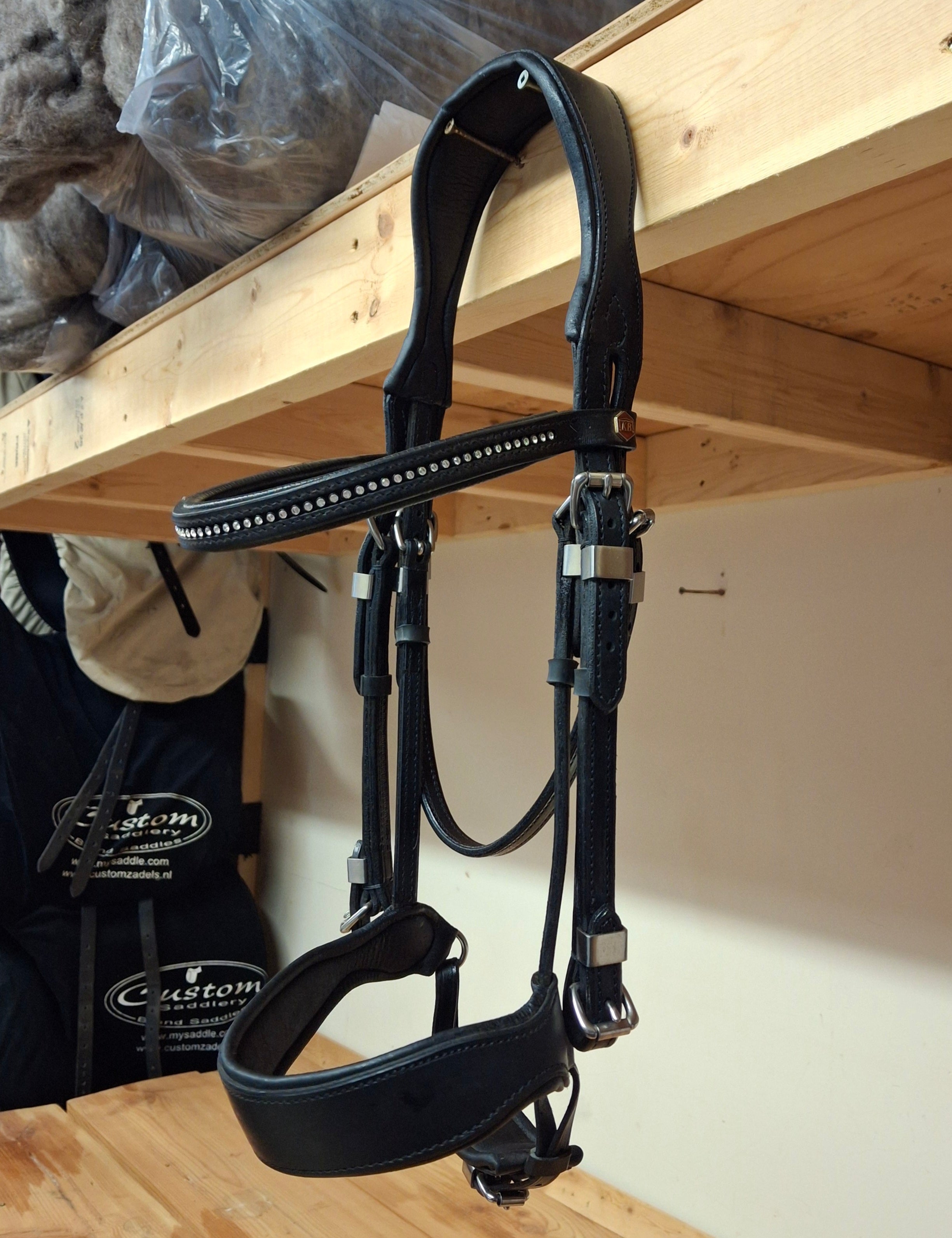 Used Black and Silver Dressage Bridle Size Full