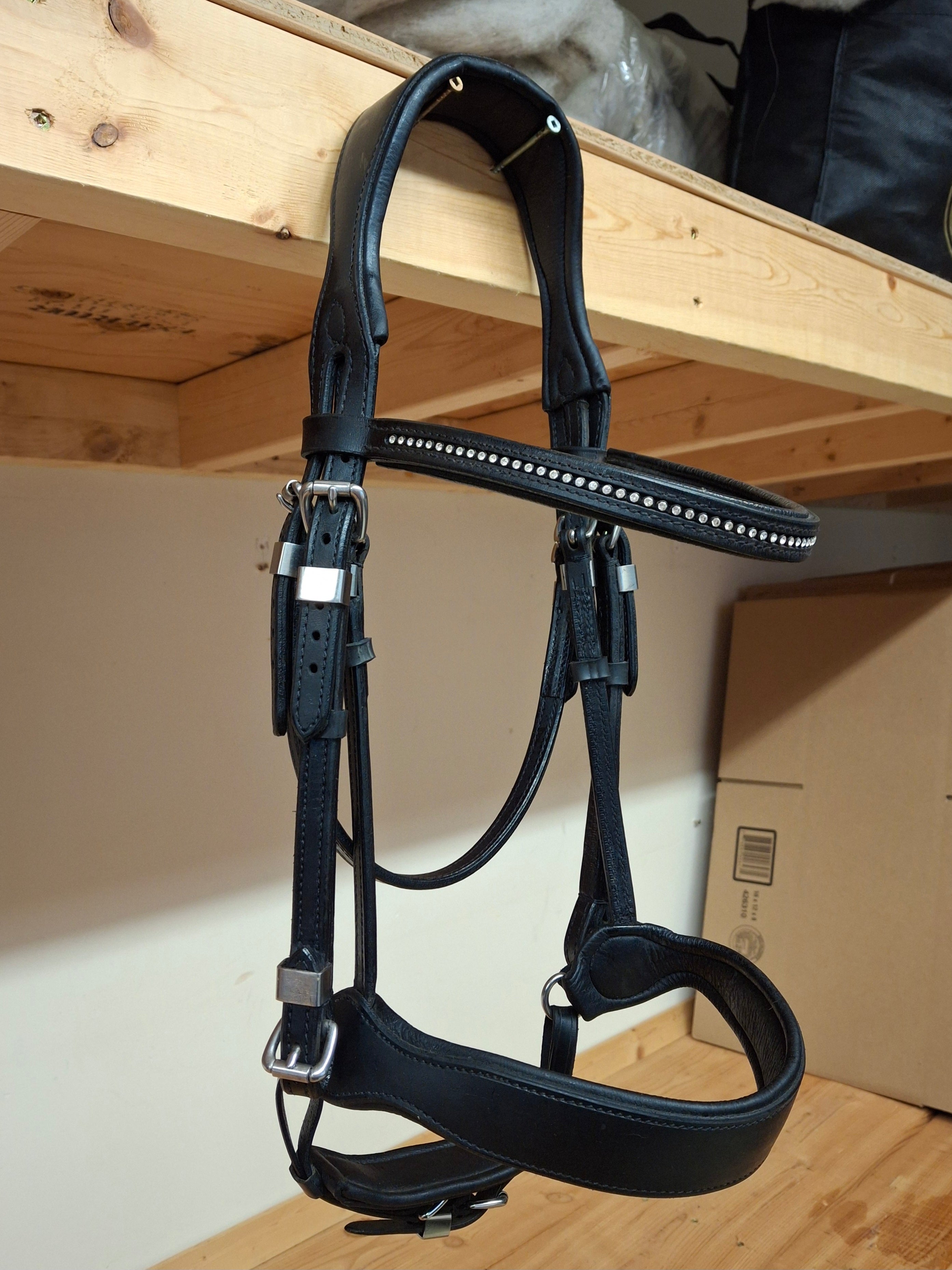 Used Black and Silver Dressage Bridle Size Full