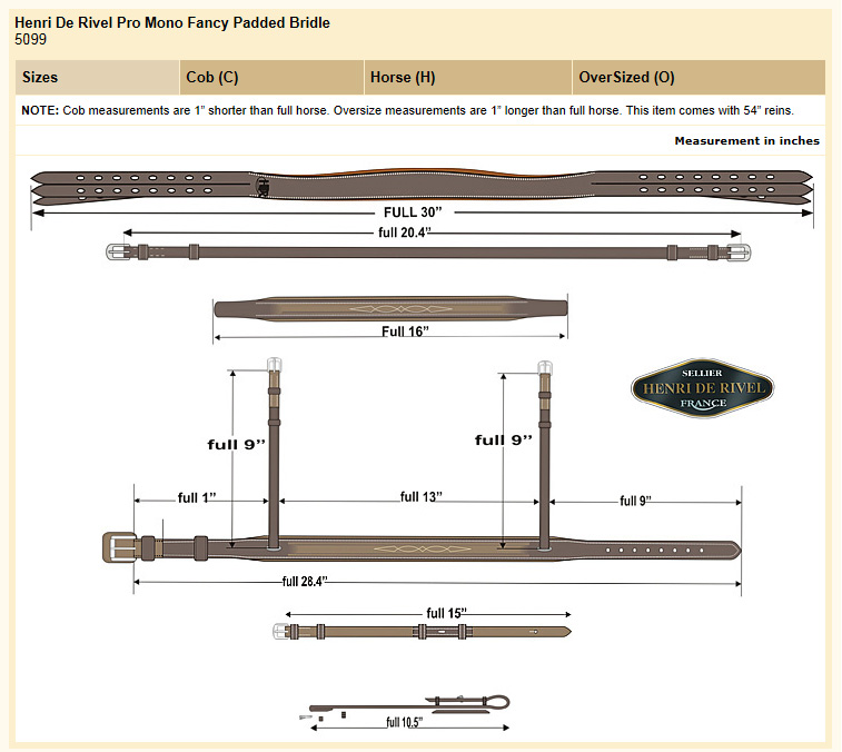 Used HDR Pro Mono Crown Fancy Stitched Bridle Horse Size